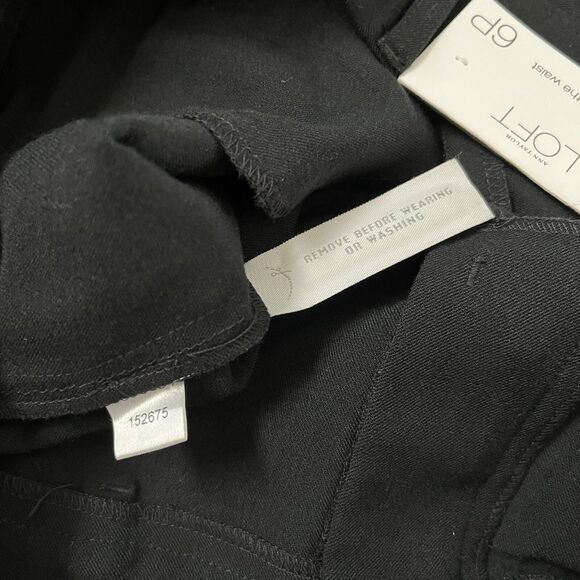 ANN TAYLOR Loft ANN Cropped Capri Black Pants Button Detail Size 6P Petite NWT - Picture 8 of 12